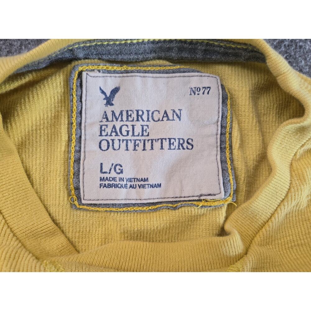 American Eagle Y2K 2009 Waffle-knit Graphic Long Sleeve Thermal Shirt Mens Sz Lg - Picture 5 of 13